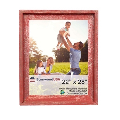 BarnwoodUSA Farmhouse Signature 22x28 Rustic Red Picture Frame, Rustic Red, large