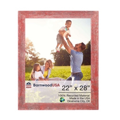 BarnwoodUSA Farmhouse 22x28 Rustic Red Picture Frame (1.5" Molding), Rustic Red, large