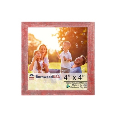 BarnwoodUSA Farmhouse 4x4 Rustic Red Picture Frame (1.5" Molding), , large