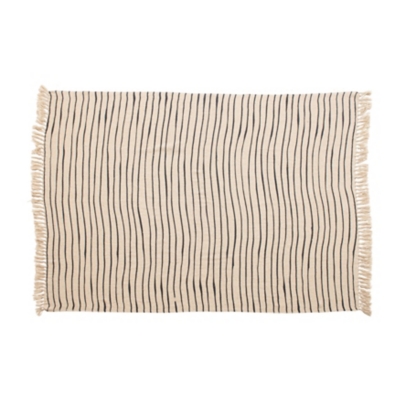 Creative Co-Op Bloomingville Striped Woven Recycled Cotton Blend Tasseled Throw, , large