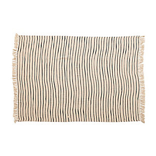Creative Co-Op Bloomingville Striped Woven Recycled Cotton Blend Tasseled Throw, , rollover