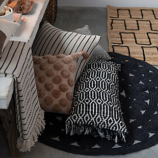 Creative Co-Op Bloomingville Abstract Pattern Woven Cotton Lumbar Pillow, , rollover
