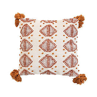 Creative Co-Op Bloomingville Embroidered Woven Cotton Tasseled Pillow, , large