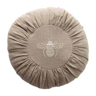 Creative Co-Op Embroidered Bee Linen Pillow, , large