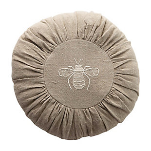Creative Co-Op Embroidered Bee Linen Pillow, , rollover