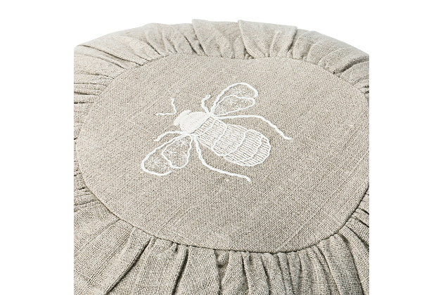 This fun, linen embroidered pillow instantly upgrades any couch or chair, and catches the eye effortlessly with its natural pattern and small bee embroidery. Made out of linen, this pillow brings both comfort and unique style to any seatingThis cute linen pillow instantly upgrades any couch or chair, and catches the eye effortlessly with its natural color and bee embroidery | Made out of linen | Natural color with bee embroidery | Adds both style and comfort to any seat | 100% cotton