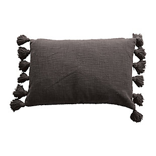 This cotton pillow instantly upgrades any couch or chair, and catches the eye effortlessly with its iron and tassels. Made out of cotton slub lumbar, this pillow brings both comfort and unique style to any seatingThis cotton lumbar pillow instantly upgrades any couch or chair, and catches the eye effortlessly with its iron color and tassels | Made out of cotton lumbar | Beautiful iron color | Adds both style and comfort to any seat | 100% cotton