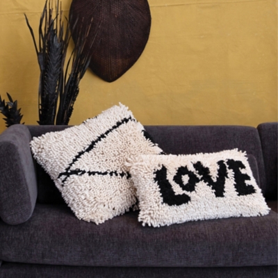 Creative Co-Op Woven Wool Shag Pillow, , large