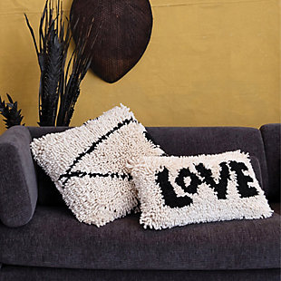 Creative Co-Op Woven Wool Shag Pillow, , rollover