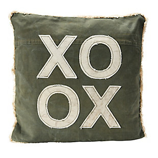 Creative Co-Op Xo Recycled Cotton Canvas Eyelash Fringed Pillow, , large