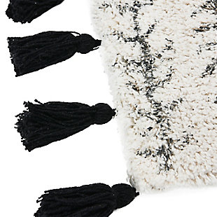 This cotton pillow instantly upgrades any couch or chair, and catches the eye effortlessly with its black and white pattern with fun tassels on the sides. Made out of tufted cotton, this printed pillow brings both comfort and unique style to any seatingThis cotton tufted pillow instantly upgrades any couch or chair, and catches the eye effortlessly with its black and white pattern and tassels | Made out of tufted cotton | Black and cream color | Adds both style and comfort to any seat | 97% cotton, 3% other fibre