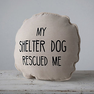 Creative Co-Op My Shelter Dog Rescued Me Cotton Pillow, , rollover