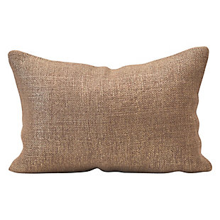 This cotton pillow instantly upgrades any couch or chair, and catches the eye effortlessly with its brown coloring and metallic threading. Made out of jute and cotton lumbar, this pillow brings both comfort and unique style to any seating and is perfect for sparkly holidaysThis jute and cotton lumbar pillow instantly upgrades any couch or chair, and catches the eye effortlessly with its brown base and metallic accents | Made out of jute and cotton lumbar | Looks great in a neutral home | Adds both style and comfort to any seat | 100% jute, cover back: 100% cotton