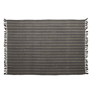 Creative Co-Op Striped Brushed Cotton Fringed Throw, , large
