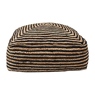 Creative Co-Op Striped Braided Jute Cotton Blend Pouf, , rollover