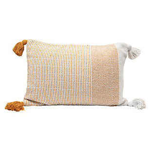 Creative Co-Op Woven Recycled Cotton Blend Tasseled Lumbar Pillow, , large
