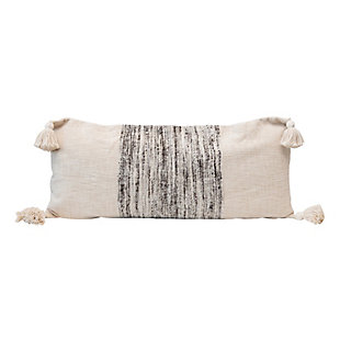 This cotton blend pillow instantly upgrades any couch or chair, and catches the eye effortlessly with its variegated grey yarns and tassels. Made out of a woven cotton blend, this pillow brings both comfort and unique style to any seating and is perfect for any neutral homeThis wool blend pillow instantly upgrades any couch or chair, and blends in with any décor style with its  variegated grey yarns and tassels | A woven cotton blend | Matches any neutral home | Adds both style and comfort to any seat | 80% cotton, 15% wool, 5% other fiber