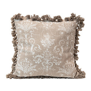Creative Co-Op Damask Cotton Blend Tasseled Pillow, , large