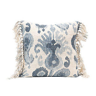 Creative Co-Op Ikat Stonewashed Woven Cotton Blend Tasseled Pillow, , large