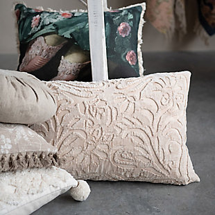 Creative Co-Op Cutwork Cotton Velvet Lumbar Pillow, , rollover