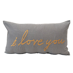 Creative Co-Op I Love You Houndstooth Woven Cotton Lumbar Pillow, , large