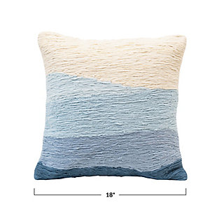 This cotton pillow instantly upgrades any couch or chair, and catches the eye effortlessly with its appliqued blue ombre wave print. Made out of cotton, this pillow brings both comfort and unique style to any seating and is perfect for any beach homeThis cotton appliqued pillow instantly upgrades any couch or chair, and catches the eye effortlessly with its blue ombre wave print | Made out of cotton | Perfect for a beach home | Adds both style and comfort to any seat | 100% cotton