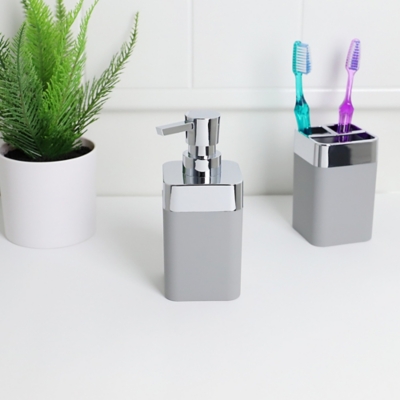 Home Basics Skylar 10 oz. ABS Plastic Soap Dispenser, Gray, Gray, large