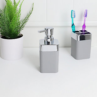 Home Basics Skylar 10 oz. ABS Plastic Soap Dispenser, Gray, Gray, rollover