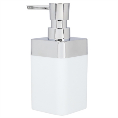 Home Basics Skylar 10 oz. ABS Plastic Soap Dispenser, White, White, large