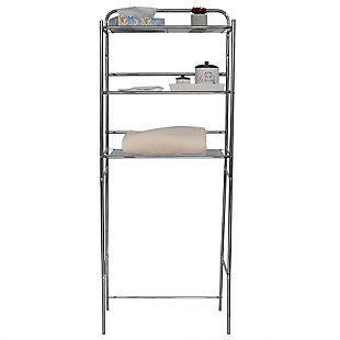 Home Basics 3 Tier  Steel Space Saver Over the Toilet Bathroom Shelf with Open Shelving, Chrome, , large
