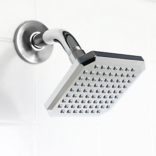 Home Basics Square Single Function Fixed Plastic Shower Head, Chrome, , large