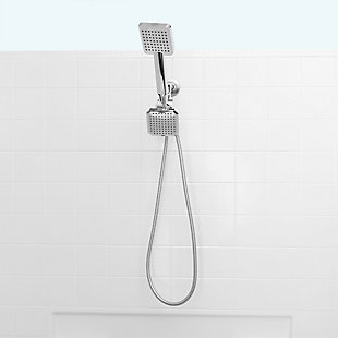 Home Basics Square Dual Plastic Shower Massager with Shower Head Set, Chrome, , rollover