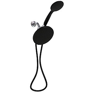 Home Basics Dual Shower Massager with Rainfall Shower Head, Black, , large