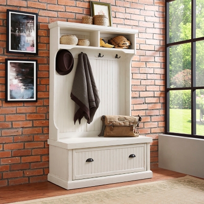 A600025134 Crosley Seaside Hall Tree, Distressed White sku A600025134