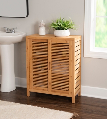 Linon Bracken Two Door Floor Cabinet, Natural Bamboo