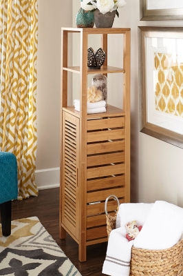 Linon Bracken Mid Cabinet, Natural Bamboo