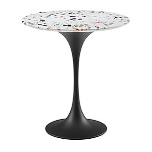 Lippa 20" Round Modern Side Table, Black/Terrazzo, large