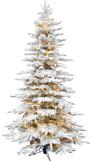 Fraser Hill 6.5-Ft. Flocked Mountain Pine Christmas Tree with Smart String Lighting, , large