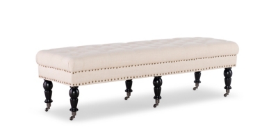 Linon Isabelle 62 Inch Bench, Dark Espresso, grid