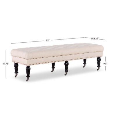 Linon Isabelle 62 Inch Bench, Dark Espresso, large