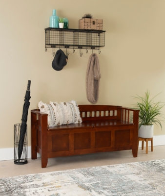 Linon Shayla Storage Bench, Walnut