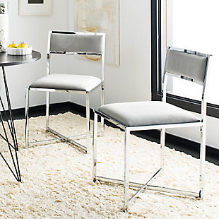 Safavieh Menken Chrome Side Chair (Set of 2), Gray, rollover