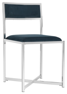 Safavieh Menken Chrome Side Chair (Set of 2), Navy, large