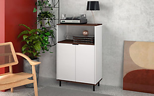 Mosholu Accent Cabinet, White/Nut Brown, rollover