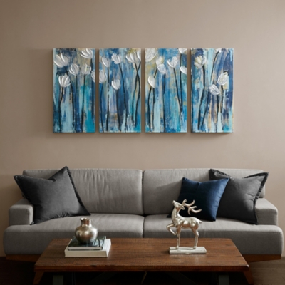 INK+IVY Blue 4 Piece Set Gel Coat Printed on Canvas, , rollover