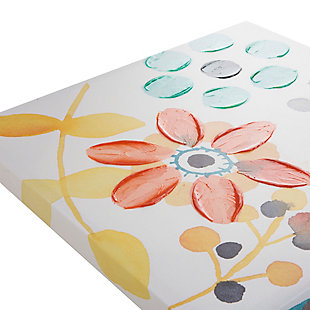 "Sweet Florals," by artist Karin Johannesson, is a charming watercolor canvas set with hand-painted embellishment. With vibrant colors of pink, purple, yellow, green and blue, these art pieces will add a dash of charm to any room of your home.Set of 2 | Made of engineered wood and canvas | Pink, purple, yellow, green and blue | Unframed | Gallery wrapped canvas | Giclee reproduction | Indoor use only | Ready to hang (D-ring hangers) | Imported