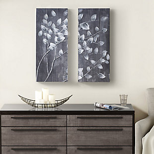 Madison Park Reclaimed Gray Print on Wood with 50% Hand Paint 2 Piece Set, , rollover