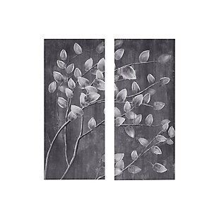 Madison Park Reclaimed Gray Print on Wood with 50% Hand Paint 2 Piece Set, , large