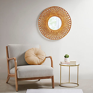 Madison Park Natural Round Bamboo Wall Decor Mirror, , rollover