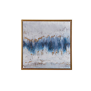 Madison Park Blue/Gray Framed Canvas with Gel Coat And Gold Foil, , large